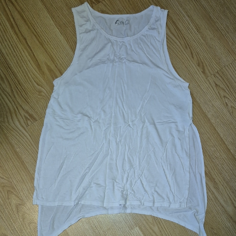 ZYIA Finesse White Side Slit Tank Top..size L